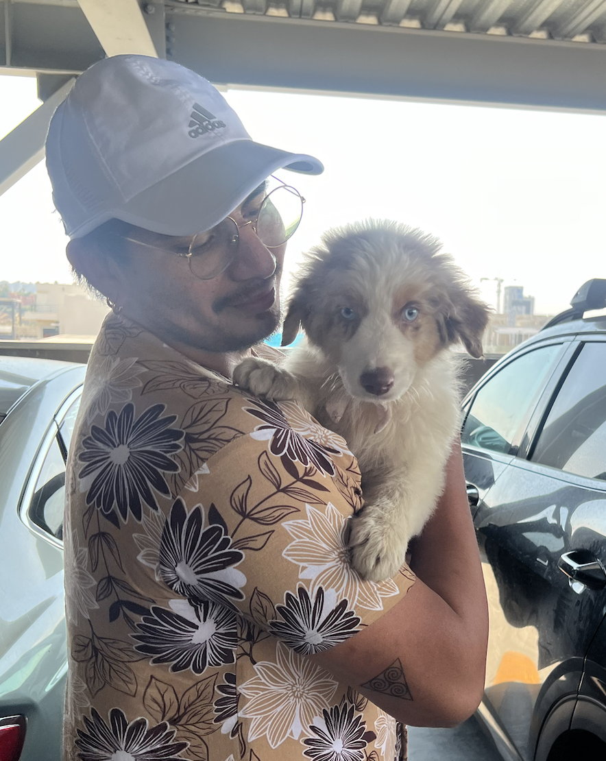 Juan Castillo with his puppy